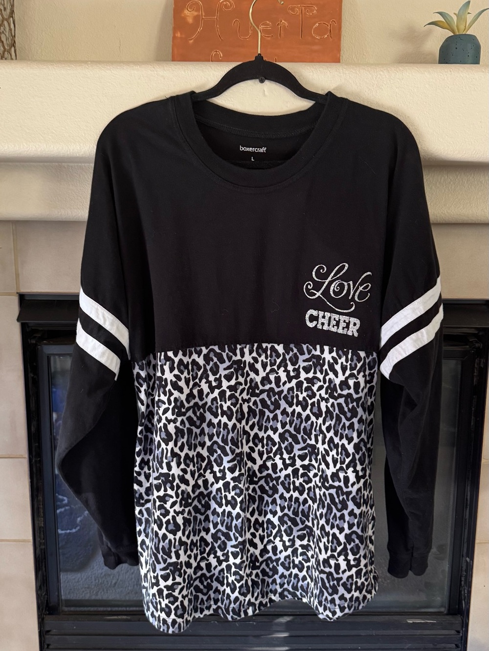 Boxercraft Womens Large Love Cheer Jersey Oversized Leopard Printed Spirit Shirt